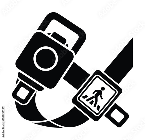 Vector of a seat belt with a pedestrian crossing sign integrated into it