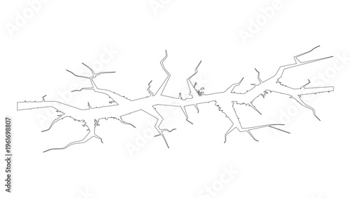Ground crack silhouette with jagged edges for earthquake disaster and wall surface damage.