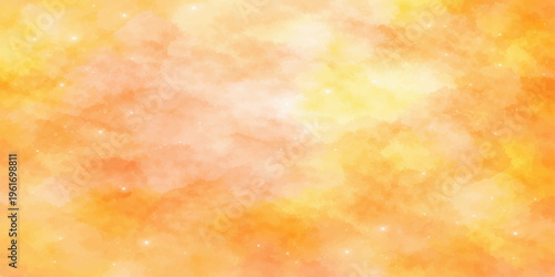 Abstract, soft, and inviting, a vibrant watercolor painting fills the frame, with an ombre effect that transitions from a light, airy yellow to warm oranges, creating a sense of luminosity and depth.