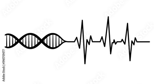 Dna helix merged with heartbeat line symbolizing life health and genetic code