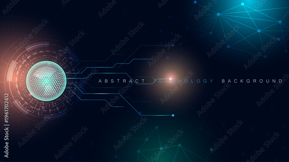Obraz premium Blue Circuit Board Technology Background with Digital Connection Lines