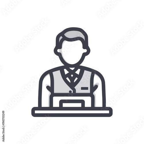Bank Teller Serving Customer Icon Isolated on Transparent Background