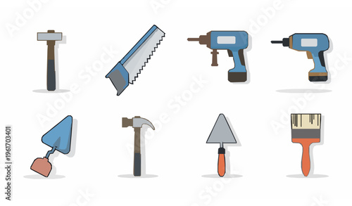 Minimal repair tools vector collection home renovation icon set
