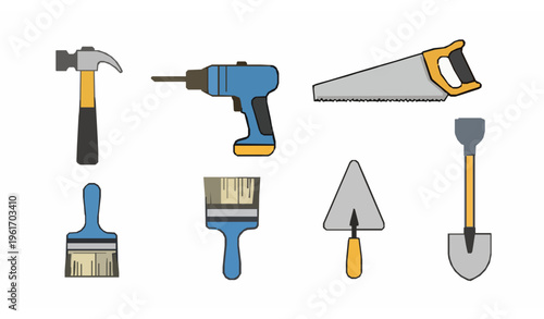 Home repair tools vector set construction equipment icon design
