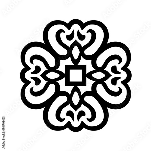 Black Art Nouveau Pattern Icon Isolated on Transparent Background