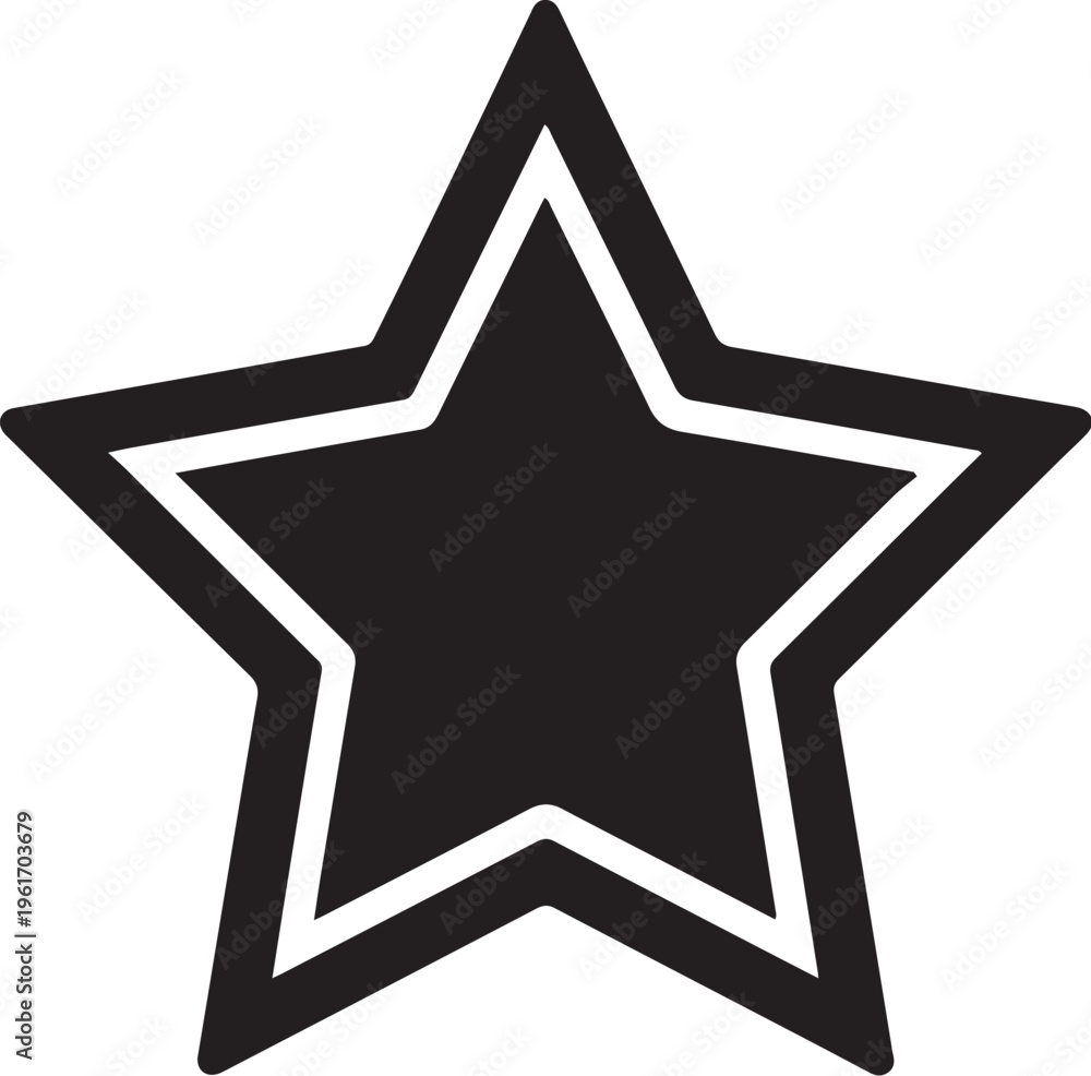 Obraz premium Black star icon, white outline, star symbol, vector graphic