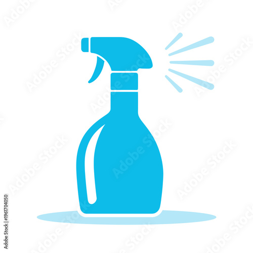 Blue Spray Bottle Dispensing Cleaning Liquid