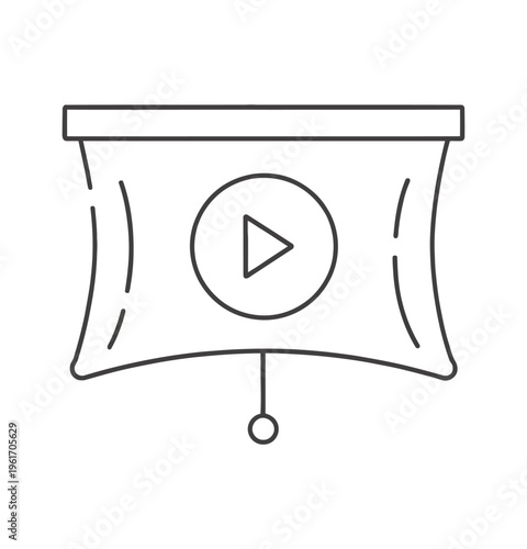 Vector of a projection screen with a play button in the center