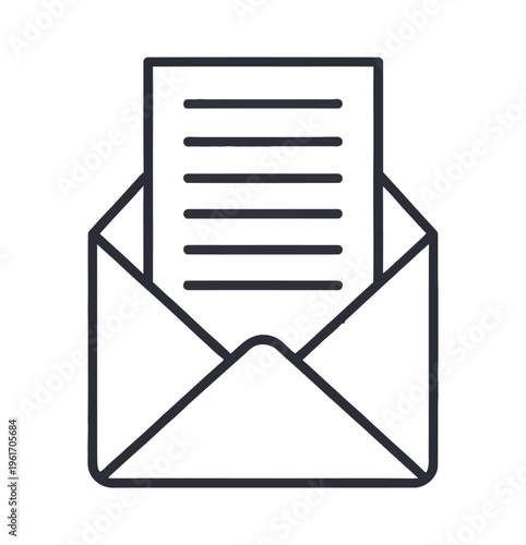 Vector icon showing an open envelope with a letter inside it