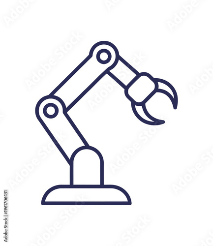 Vector of a robotic arm with articulated joints and a gripping mechanism on a stable base