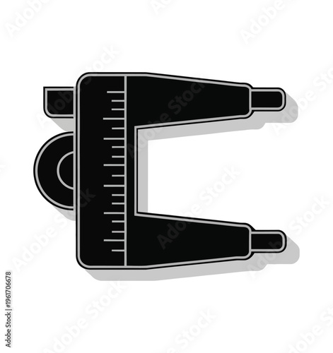 Vector of a measuring tool for wheel alignment featuring a ruler and adjustable arms