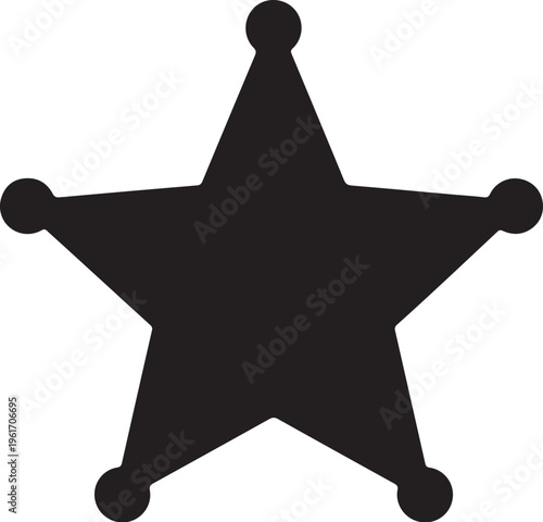 Black sheriff star, police badge icon, vector sheriff's badge, law enforcement symbol