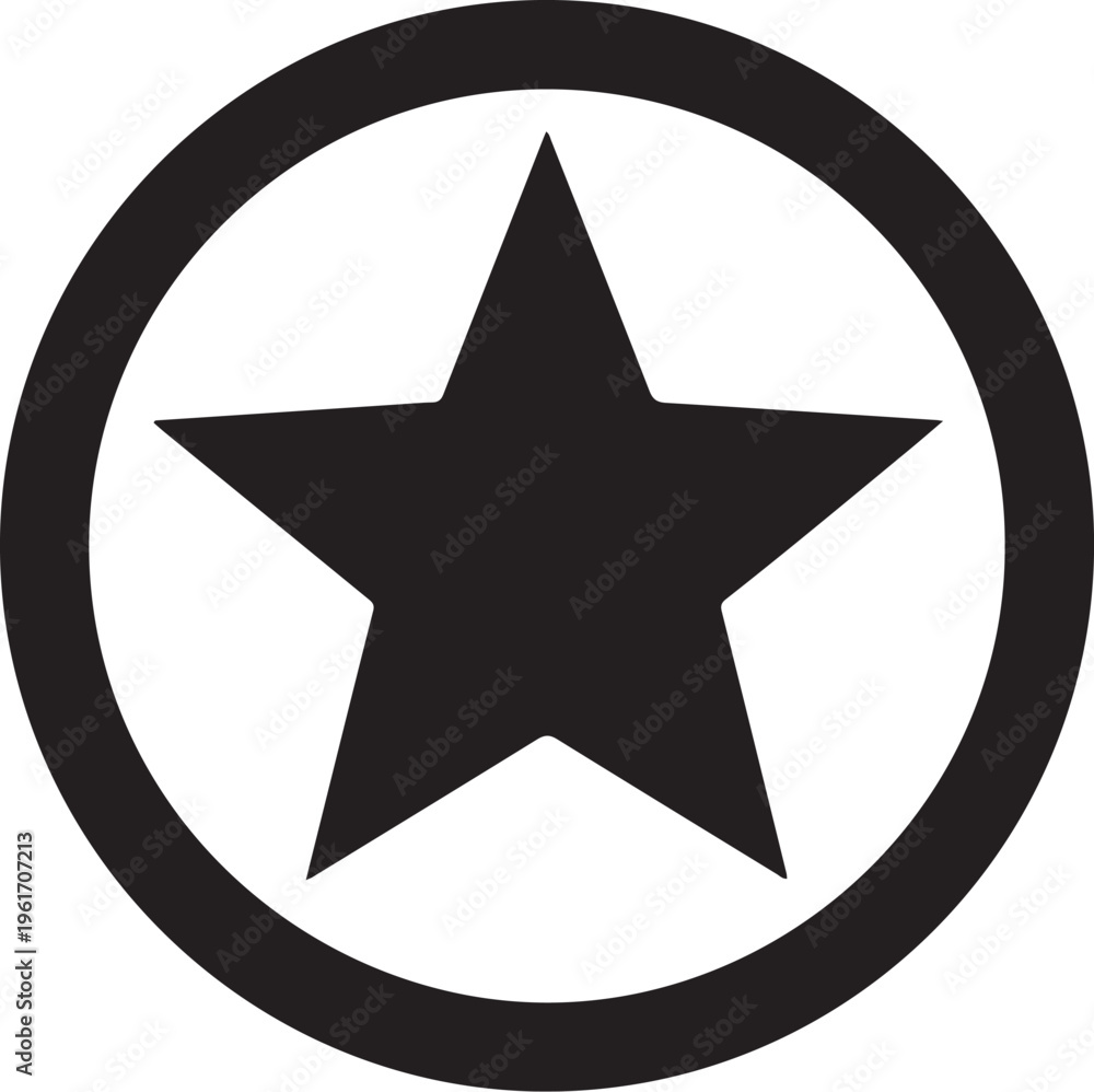 Fototapeta premium Black star icon, star symbol, vector star, circle frame