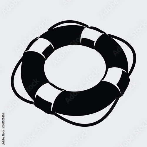Life preserver ring with rope on white background
