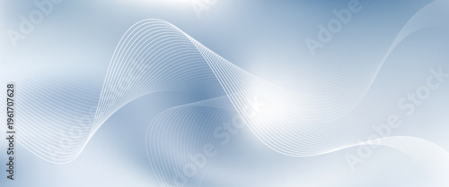 Abstract blue white luxury fabric wave background with copy space. Smooth liquid wave. Elegant shiny silk satin texture. Suit for wallpaper, cover, header, desktop, web, flyer. Vector illustration