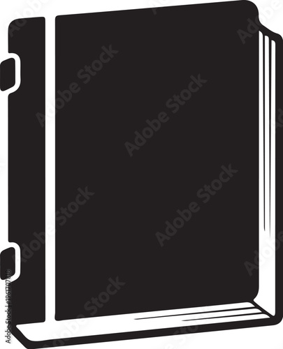 Black book, closed book, vector book icon, simple book illustration, black and white