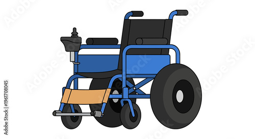 Blue wheelchair, vector illustration, mobility aid, accessibility symbol