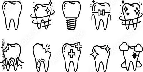 set of dental icons a man
