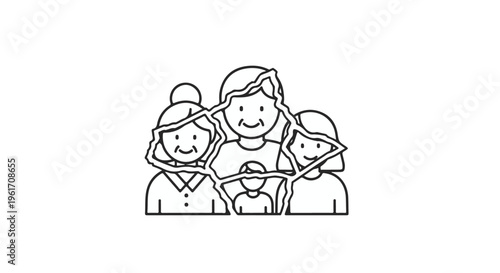 Broken Family Outline Vector Icon