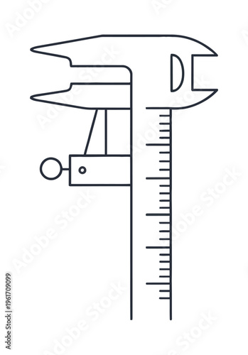 Vector of a vernier caliper with measuring scale for precision measurement of objects