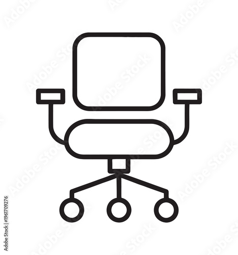 Minimalist vector of an office chair with armrests and wheels designed for comfort