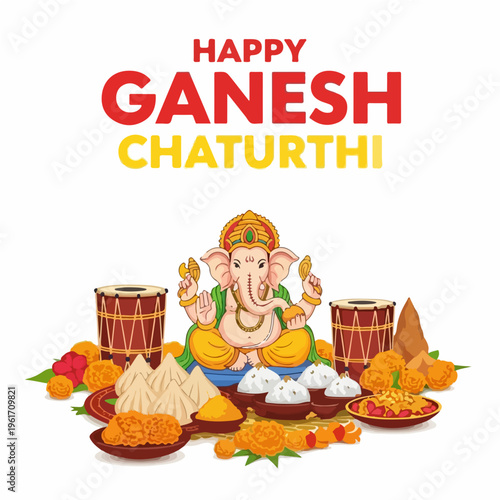 HAPPY GANESH vector illustration