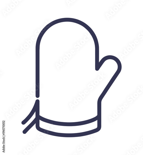 Vector of a simple oven mitt featuring a loop and cuff design