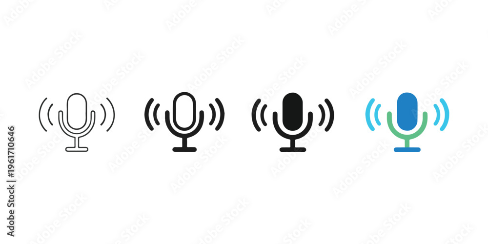 Fototapeta premium Voice Command Sound Wave Interaction Icon