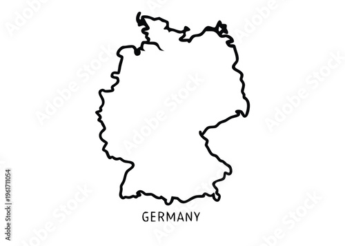 Germany map outline, black vector illustration, country border, geographic shape