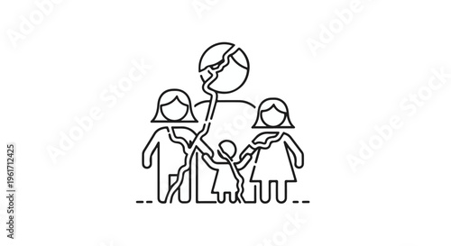 Broken Family Icon Vector Illustration