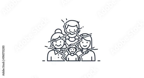 Broken Family Outline Vector Icon