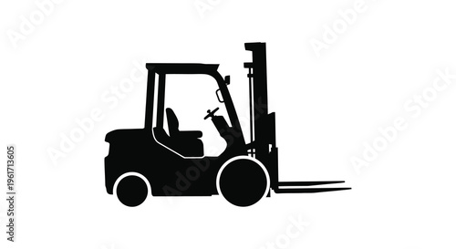 A black graphic representation of a forklift truck silhouette