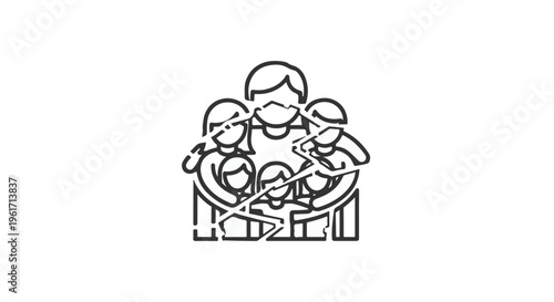Broken Family Outline Vector Icon