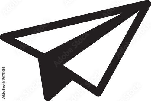 Paper airplane icon, black vector symbol, flight logo, communication sign