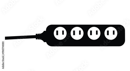 Black power strip with four outlets a simple graphic silhouette