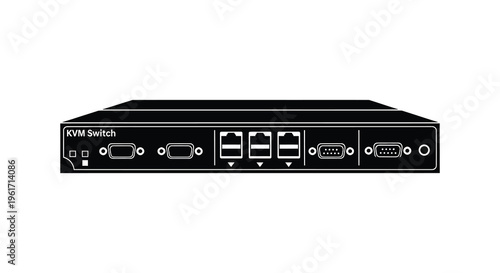 A black kvm switch device front view detailed silhouette