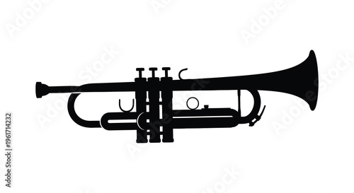 A striking black silhouette of a brass trumpet instrument silhouette