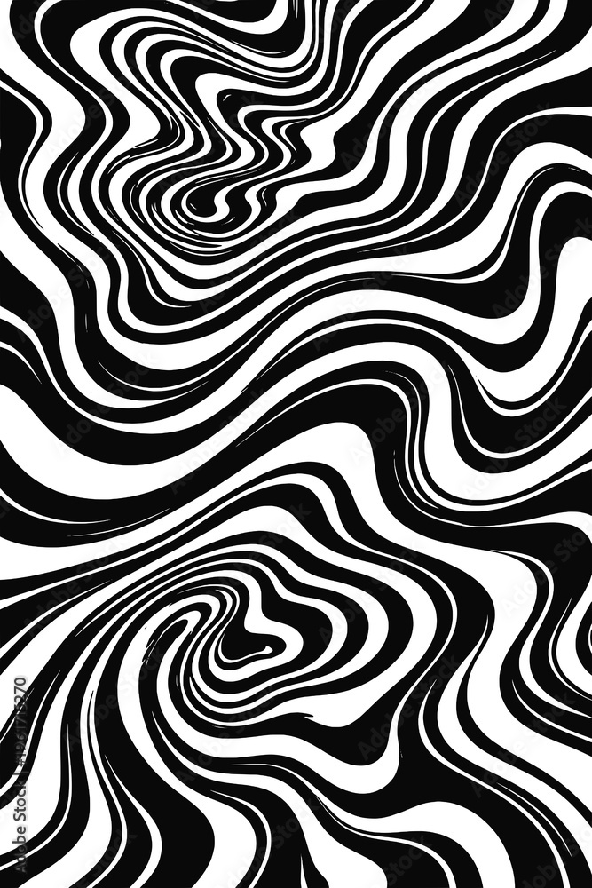 Obraz premium Seamless abstract pattern with dynamic black wavy lines on a white background