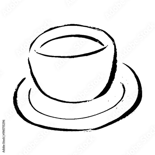 茶托にのった温かい煎茶の手描きイラスト