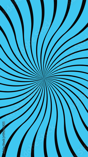 Swirling black lines against a vibrant blue spiral background creating a mesmerizing pattern