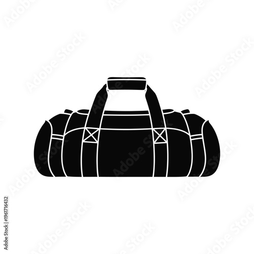 Gym duffel bag silhouette vector illustration isolated on white background