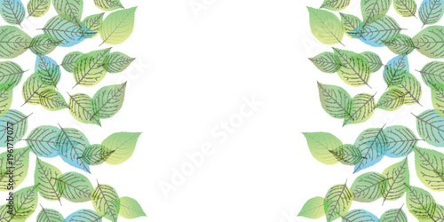Fresh Green Leaves Border Frame Background Illustration