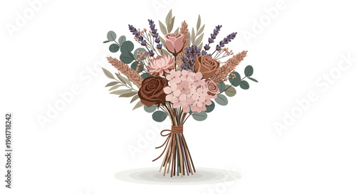 Boho Dried Flower Bouquet Arrangement - Rustic Floral Decor