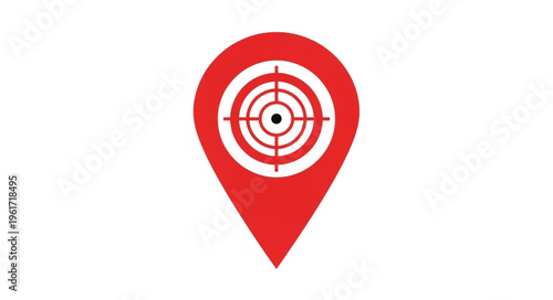 Red Location Pin with Target Symbol for Precise Targeting.