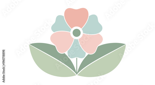 Pastel Flower Icon - Blooming Floral Emblem, Soft Colors, Organic Design