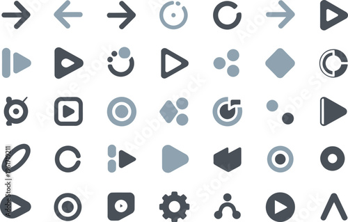Geometric Shapes and Arrows Collection Minimalist Icons for UI and UX Design Abstract Symbols Vector Set