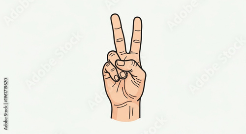 Hand Gesture - Peace Sign or Victory Symbol Illustration.