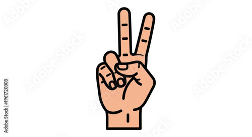 Hand Gesture - Peace Sign with Two Fingers Upward.