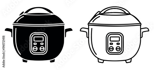 Print Rice Cooker Silhouette Kitchen Appliance Vector Stock Vector 