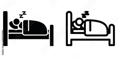 Print Sleep icon set with outline and filled versions  Premium Vector